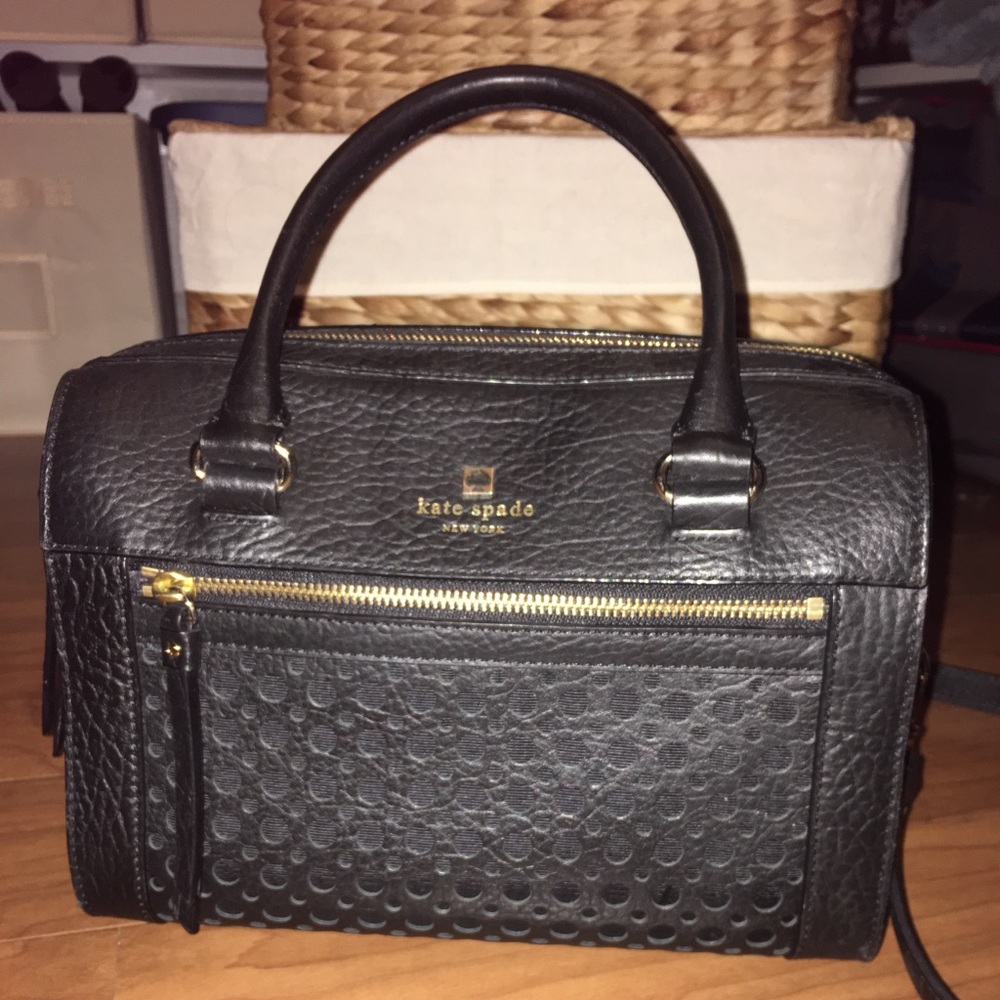 Kate Spade Black Bowler with detail front